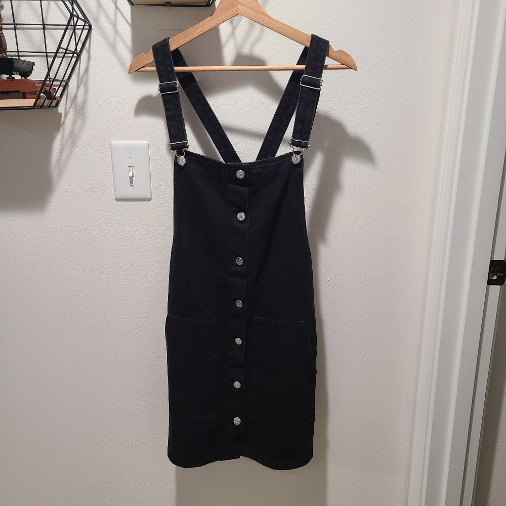 Zara Denim Button Down Pinafore Dress